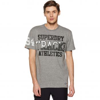 Herren T-Shirt in grau mit Metallic-Effekt von Super Track Metallic Box Fit von Superdry