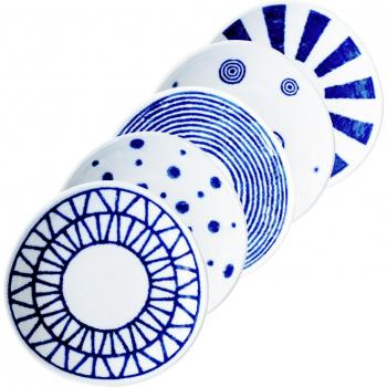 Nishikai Indigomuster Scherenteller – 5‑Stück Set