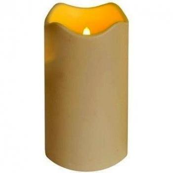 Star Trading Bougie Paul Ronde – Beige, LED, minuterie et détecteur de crépuscule