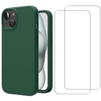 Coque de Protection EVETANE iPhone 15 Antichoc Verte + 2 Vitres
