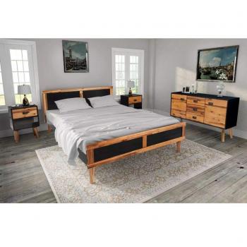 VidaXL Set di Mobili per Camera da Letto 4 Pezzi in Acacia 140x200 cm