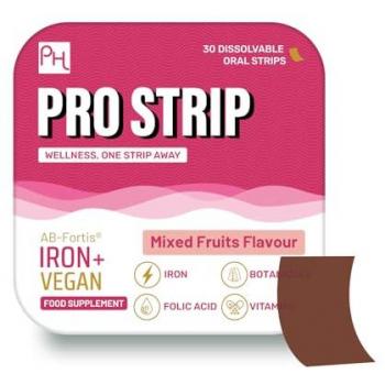 STRISCE VEGANE PROSTRIP FERRO+ AB-Fortis 14mg con Vitamine C, B1, B2, B6, Acido Folico, Barbabietola, Spinaci e Ciliegia Ac