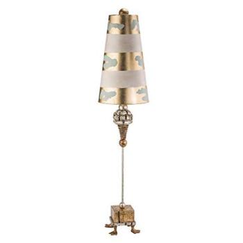 Striped Shade LED Table Lamp with Duck Feet Gold Leaf Base (E27)