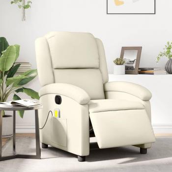 VidaXL Sessel mit Massagefunktion Elektrisch Creme Kunstleder
