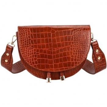 Half Round PU Leather Crocodile Crossbody Bag