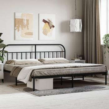 Cama sin colchón con cabecero de metal negro