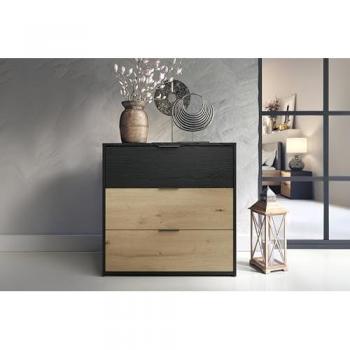 Schubkastenkommode BYLIVING Rimini Sideboards Gr. B: 80 cm, Kommode 3 Schubkästen, schwarz (eiche schw) Melamin Eiche und Artisan Eiche, 3 Schubkästen, Breite 80 cm