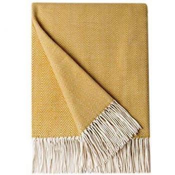 LightLux Yellow Herringbone Couch Blanket