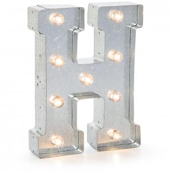 Darice Silver Metal Marquee Letter 9.875-inch, H, Galvanized