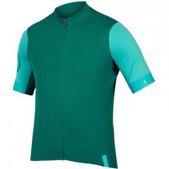 Maillot Endura FS260 de Manga Corta en color verde esmeralda y azul claro, talla XL