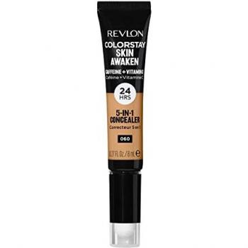 Revlon Colorstay Skin Awaken 5-in-1 Corrector de Ojeras e Imperfecciones con Cafeína y Vitamina C, Acabado Natural, Tono #060 Deep, 8ml