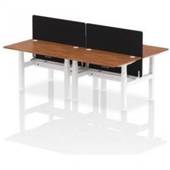Air 1200 x 800mm Height Adjustable 4 Person Bench Desk White Top with Cable Port
