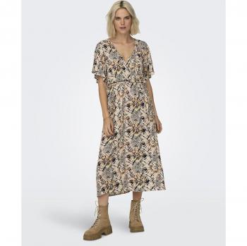 Jdygaya Conjunto S/S Vestido Largo Wrap con Impresión Aura de Vainilla