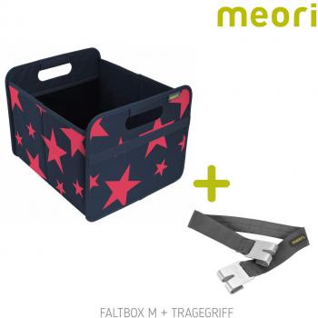 Faltbox Classic Medium – Marine Blau mit Roter Sterne‑Design, 32×37×27,5 cm, abwischbar, robustes Polyester, Tragegriff für Staubox und Access