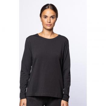 Camiseta de pijama negra de mujer Punto Blanco con manga larga de algodón elástico