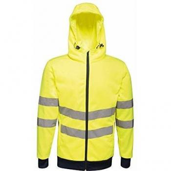 Sweat à capuche haute visibilité Extol stretch avec fermeture éclair intégrale Jaune/bleu marine Taille L