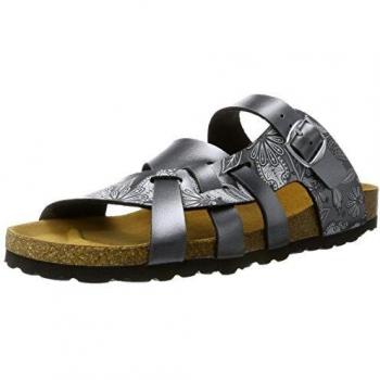 Lico Damen Bioline Flora Hausschuh, Anthrazit Grau, 38 EU