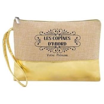 Pochette de maquillage en jute doré Copines d'abord par Taperso