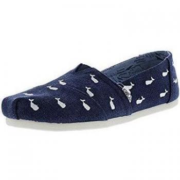 TOMS Classic Canvas Blu Marina con Ricamo Balena, 6.5M, Scarpe da Donna