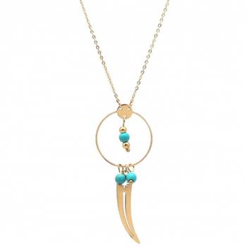 Collerino Boho Oro e Turchese 50x20 mm