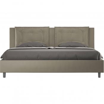 Similpelle King Size Letto Matrimoniale Cappuccino Annalisa, 200x210 con Rete Imbottita