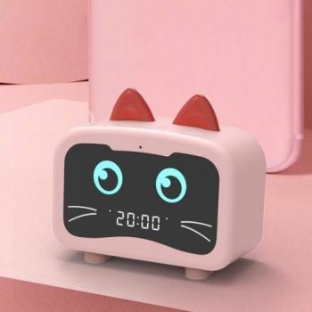 Children's Cartoon Cat Bluetooth Alarm Clock with LED & Music Player