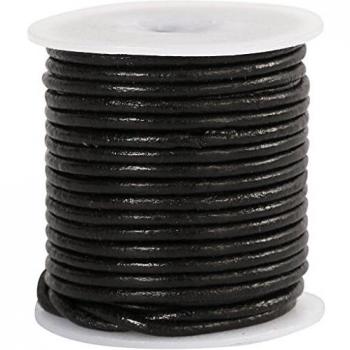 Rouleau de cordon cuir noir 2 mm 10 m