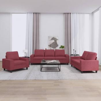 Juego de sofás 3 piezas tela rojo tinto Vidaxl Rojo