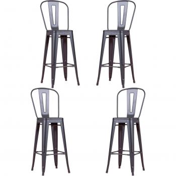 Pack 4 sgabelli in metallo, schienale alto – Nest Dream Bistro