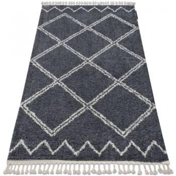 Tapis Asila B5970 Shaggy Gris et Blanc 80x150 cm