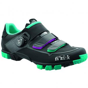 Women’s Fizik M6 Donna Mountain Shoes – BOA Closure – Black/Anthracite/Emerald Green, Size 41
