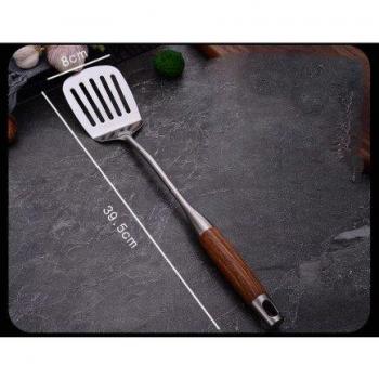 Cuillère en bois de rose + Ustensiles 7 pièces acier inox 304