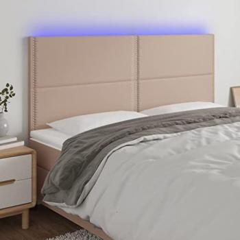 Testiera a LED Cappuccino 180x5x118/128 cm in Similpelle vidaXL97237