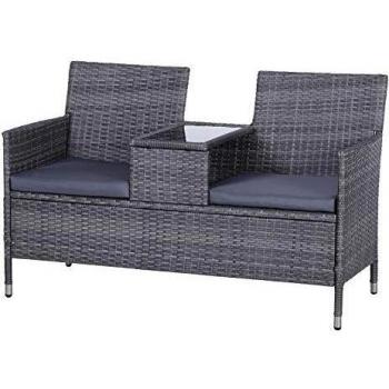 PE Rattan Grey Duo Seat Bench
