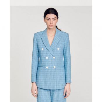 Sandro Classic Blue 42 Woven Blazer