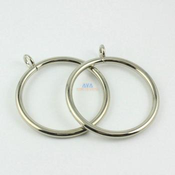 55mm Silver Curtain Rings with 10 Sliding Hooks