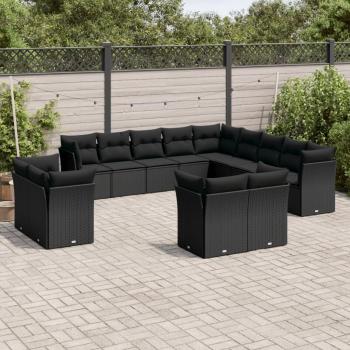 Salon de jardin en résine tressée noir avec coussins