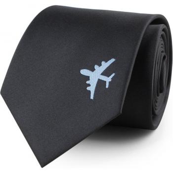 Cravate Business Avion Noir 145×8 cm – Jacquard