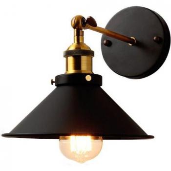 Vintage Wandleuchte aus Metall mit Ø22cm für stilvolle Räume (Schwarz)