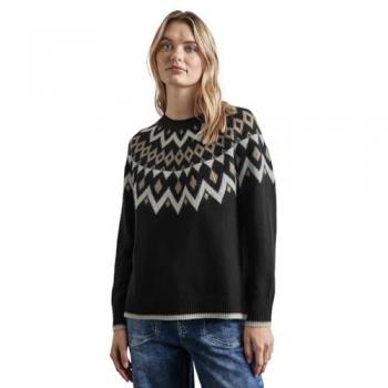 Pull Femme Street One noir taille 44 motif norvégien