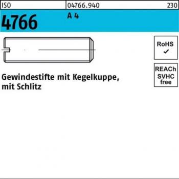 Reyher Gewindestange 100er Pack – M5x10 ISO 4766 Kegelkappe / Schlitz 50 Stück