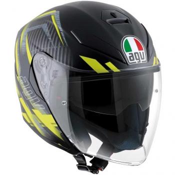 Casco Motociclista AGV K‑5 Jet E2205 Multi “Urban Hunter” Negro Amarillo