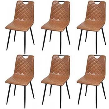 Comedor VidaXL: 6 Sillas con Cuero Sintético Marrón Claro