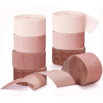 8 Piece Rose Gold Streamer and Tassel Set for Parties