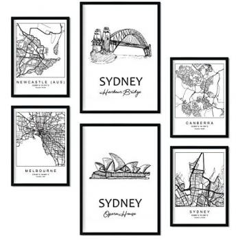 Láminas Australia Nordic: Kit de 6 Pósters Decorativos