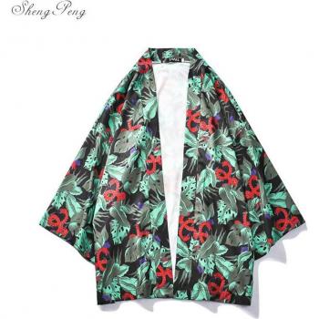 Vintage Japanischer Yukata Kimono für Männer und Frauen, Haori mit Kran-Motiv V1640