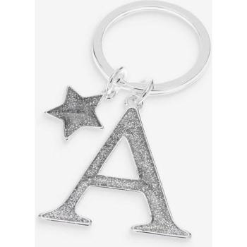 Glitzernder Schlüsselanhänger mit Silber-Ton und Initialen