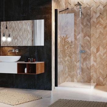 Pared de Ducha Walk-In Flip Black Transparente 76 cm (Idralite)