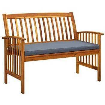 VidaXL Outdoor Bench with Cushion 119 cm Solid Acacia Wood