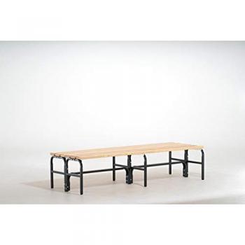 Banc de vestiaire double, profil acier‑bois, L = 2000 mm – Ton gris